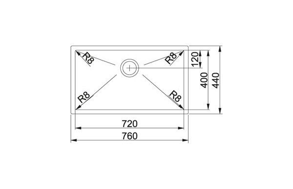 Franke lavello sottotop PEX 110-72 finitura inox satinato da 72cm - 5296632 - 122.0198.447 - FUORI PRODUZIONE