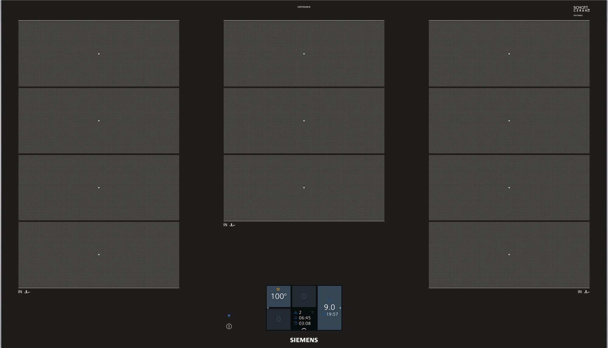 Siemens piano cottura Incasso ad induzione EX975KXW1E iQ700 Profili laterali in acciaio inox 90 cm - vetroceramica - EX975KXW1E